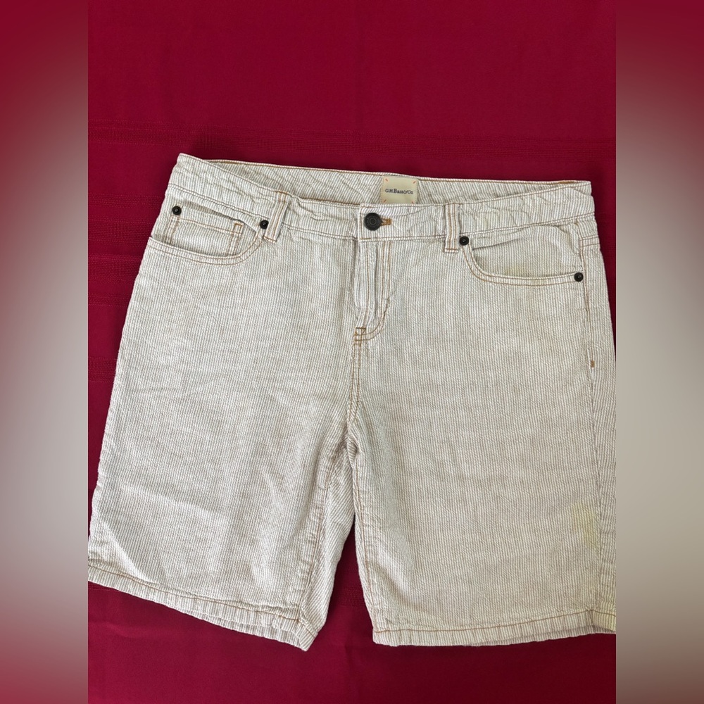 G.H. Bass & Co. Beige Striped Linen Shorts